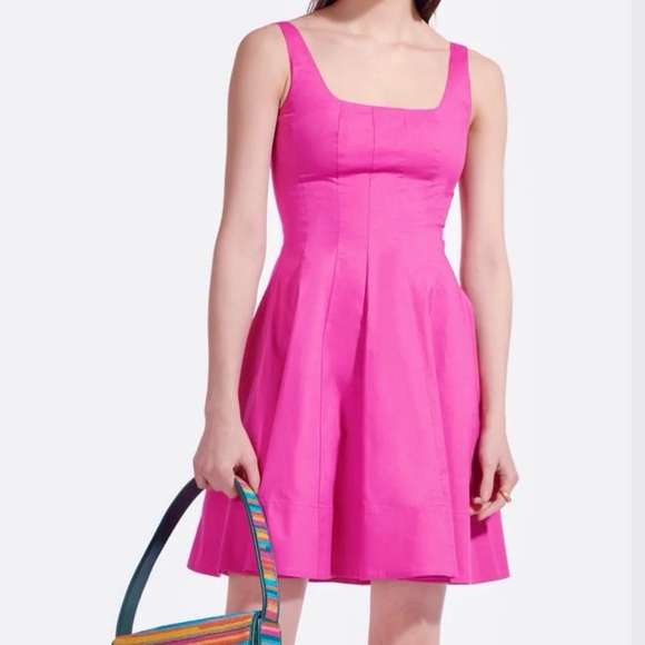 🌺🎉HP🎉🌺 NWT Staud Wells Mini Dress Peony - Picture 5 of 16